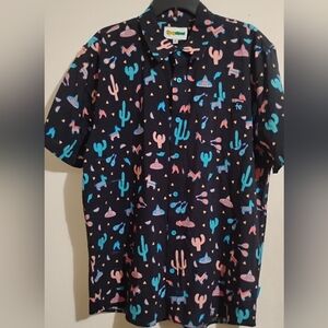 Tipsy Elves Shirt Mens Midnight Fiesta Hawaiian Pinata Cactus zise XL